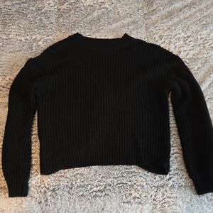 Crave Fame Black Ribbed Crew Neck Sweater